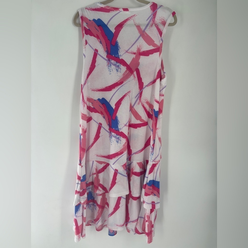 Kaktus Pink and Blue Abstract Midi dress - 1X - Picture 4 of 6
